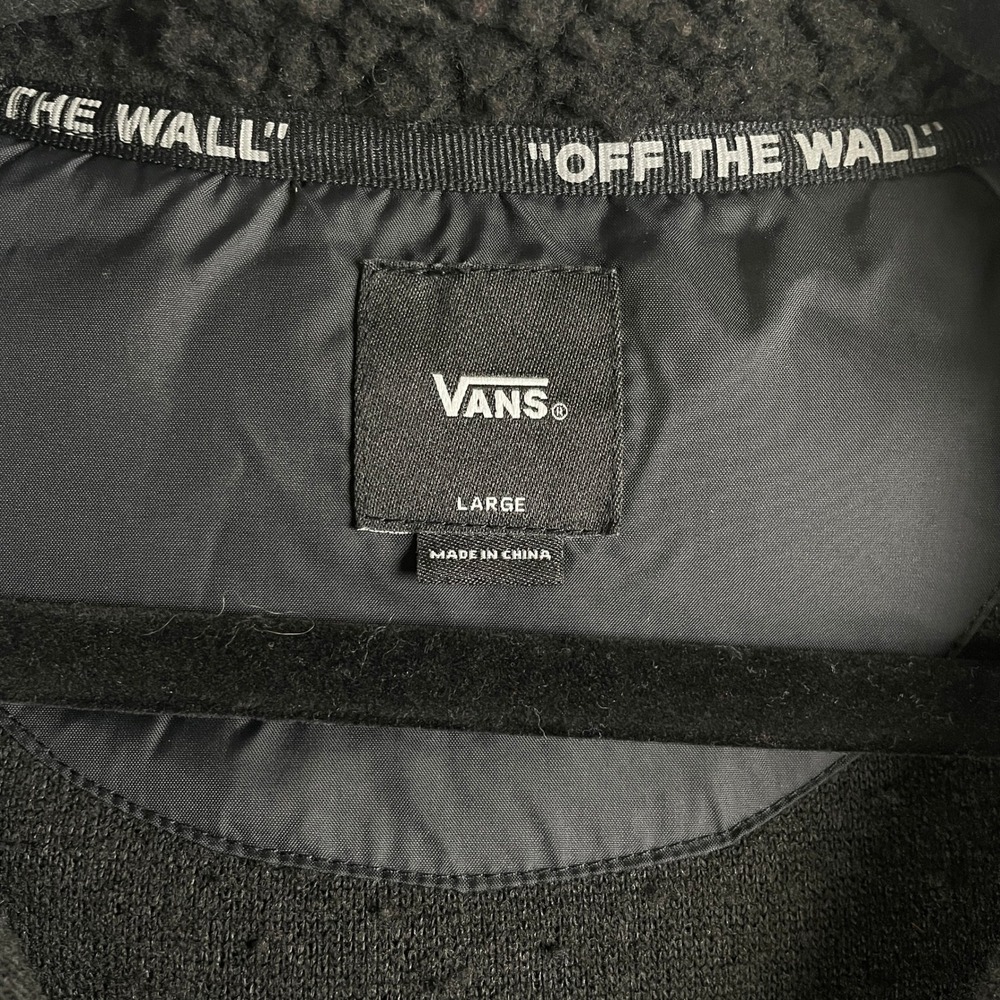 Vans World Code Sherpa Fleece Zip Up Hoodie Jacket Black L Skateboarding Outdoor - Picture 5 of 9